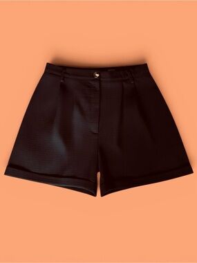 High-Waist Black Textured Women's Shorts